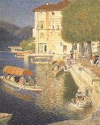 Joseph E.Southall The Quay,Orta oil painting artist